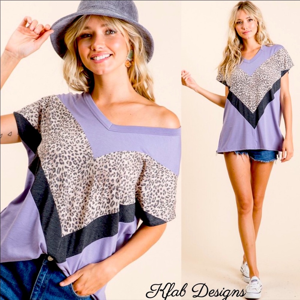 B4💜Lavender💜Dream tee w/leopard arrow design. Soft💜
